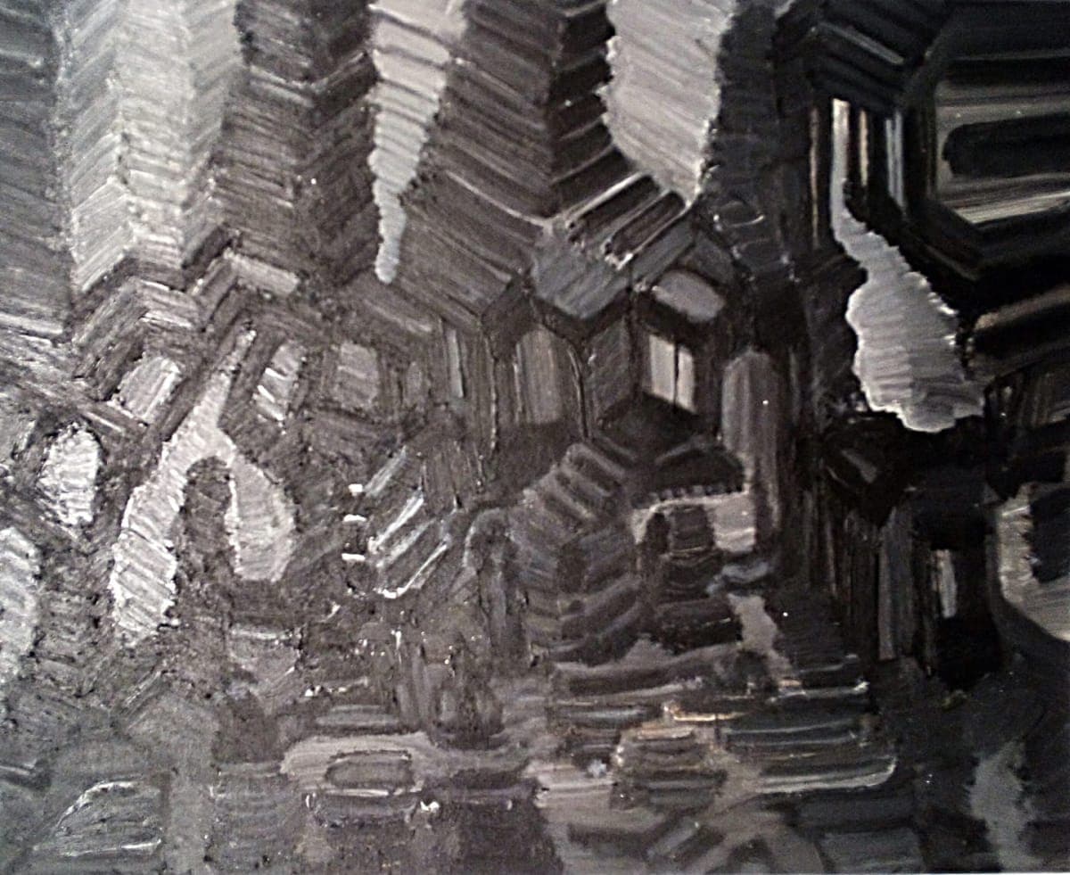 Paesaggio spettrale. Cronografia. Valle dei Templi — tecnica mista su tela, 50x40 cm, 2019
